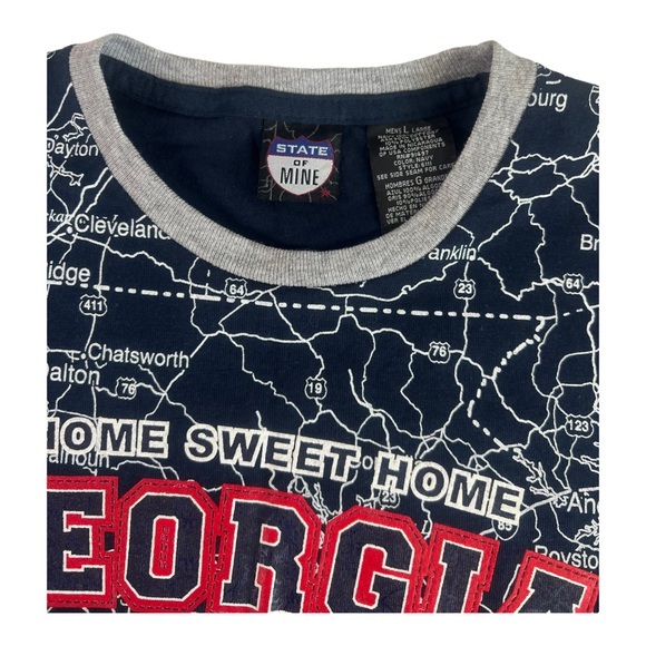 State of Mine Mens Georgia T Shirt Navy Blue Size Large Short Sleeve - Picture 2 of 4